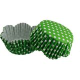 Tahtakale Toptancısı Cupcake Kalıbı Pet Kapsül Dalgalı Kek Kalıbı 65X38 mm (100 Adet) Puantiyeli Yeşil