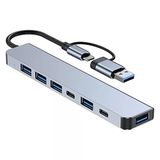 TahTicMer 7 in 1 Adaptör USB 3.0 Tip C Bağlantı İstasyonu USB C HUB 4 Bağlantı Noktalı OTG USB 2.0 PD TF Kart Hub 2 in1 kablo