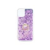 TahTicMer Apple Iphone 11 Pro Kılıf Simli Kalpli Yüzüklü Stand Silikon Milce Kapak Lüks Tpu, Mor