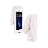 TahTicMer Apple Iphone 11 Pro Max Kılıf Peluş Tüylü Tavşan Kulak Silikon Tpu Kapak Beyaz