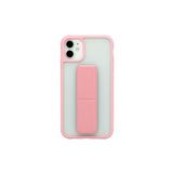 TahTicMer Apple Iphone 11 Pro Max Kılıf Silikon Standlı Elden Geçme Mıknatıslı Hand Strap Şeffaf Buzlu Koruma