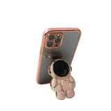 TahTicMer Apple iphone 13 Mini Uyumlu Kılıf Astronot Gizli Standlı Silikon Lazer Arkası şeffaf Tpu Pembe