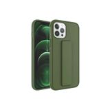 TahTicMer Apple Iphone 13 Pro Max Kılıf Silikon Standlı Elden Geçme Mıknatıslı Hand Strap Suni Derili Koruma