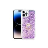 TahTicMer Apple Iphone 14 Pro Max Kılıf Simli Pullu Sulu Yüzüklü Standlı Silikon Milce Kapak Lüks Tpu, Mor