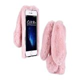 TahTicMer Apple Iphone 7 Kılıf Peluş Tüylü Tavşan Kulak Silikon Tpu Kapak Pembe