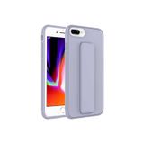 TahTicMer Apple Iphone 7 Plus Kılıf Silikon Standlı Elden Geçme Mıknatıslı Hand Strap Suni Derili Arka Koruma, Gri