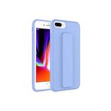 TahTicMer Apple Iphone 7 Plus Kılıf Silikon Standlı Elden Geçme Mıknatıslı Hand Strap Suni Derili Arka Koruma, Lila