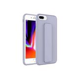 TahTicMer Apple Iphone 8 Plus Kılıf Silikon Standlı Elden Geçme Mıknatıslı Hand Strap Suni Derili Arka Koruma, Gri