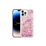 TahTicMer Apple Iphone 8 Plus Kılıf Simli Pullu Sulu Yüzüklü Standlı Silikon Milce Kapak Lüks Tpu, Pembe