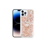 TahTicMer Apple Iphone Xs Max Kılıf Simli Pullu Sulu Yüzüklü Standlı Silikon Milce Kapak Lüks Tpu, Gold