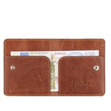 TahTicMer Diga Çıtçıtlı Kartlık Gerçek Deri 8 Kartlık Bölmeli Kartvizit Para Bölmeli Kadın Erkek Cüzdan 10x8.5x1.5 cm Taba