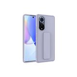 TahTicMer Huawei Nova 9 Nam-lx9 Kılıf Silikon Standlı Elden Geçme Mıknatıslı Hand Strap Suni Derili, Gri