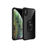 TahTicMer Huawei P30 Lite Mar-lx1m Kılıf Yüzüklü Standlı Mola Arkası Şeffaf Kapak Siyah