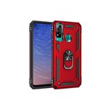 TahTicMer Huawei P40 Lite E Uyumlu Kılıf Çift Katmanlı Yüzüklü Manyetik Vega Destekli Zırhlı Tank Kapak
