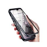 TahTicMer Huawei P40 Pro Kılıf Manyetik Bumper Arka Camlı Mıknatıslı Kapak, Siyah