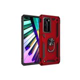 TahTicMer Huawei P40 Pro Uyumlu Kırmızı Çift Katmanlı Yüzüklü Kılıf