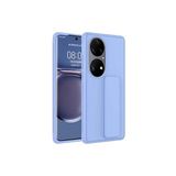 TahTicMer Huawei P50 Pro(jad-lx9 Kılıf Silikon Standlı Elden Geçme Mıknatıslı Hand Strap Suni Derili, Lila