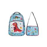 TahTicMer ilkokul Okul Sırt çantası Kız Erkek Unisex Beslenme çantalı Ortopedik 2li Set Dinozor Su Yeşili