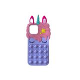 TahTicMer Iphone 11 Pro Max Uyumlu Kılıf At Boynuz Desenli Silikon Pop-it Gökkuşağı Oyuncak Lüks Tpu