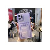 TahTicMer Iphone 11 Pro Uyumlu Kılıf Silikon Şeffaf Kredi Kartlık Bölmeli Antişok Dört Köşe Darbe Korumalı, Mor