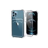 TahTicMer Iphone 13 Pro Max Uyumlu Kılıf Silikon Şeffaf Kredi Kartlık Bölmeli Antişok Dört Köşe Darbe Korumalı