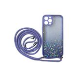 TahTicMer Iphone 6 Uyumlu Kılıf Simli Boyuna Asmalı Ipli Kamera Korumalı Kapak, Mor