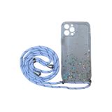 TahTicMer Iphone 7 Plus Uyumlu Kılıf Simli Boyuna Asmalı Ipli Kamera Korumalı Kapak, Beyaz