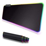 TahTicMer Mouse Pad LED Işıklı Rgb Oyuncu Pc Laptop Uyumlu Kaymaz Kauçuk Ledli Gaming Ganer Mousepad Büyük Boy Baskısız 80X30 cm Siyah