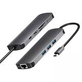 TahTicMer Multifonksiyonlu 9 in 1 Type c To PD SS X3 HDTV SD TF AUDİO Metal Akıllı Çevirici Usb Type C Hdmı Audio Kulaklık Dönüştürücü