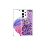 TahTicMer Samsung Galaxy A20s Kılıf Simli Pullu Sulu Yüzüklü Standlı Silikon Milce Kapak Lüks Tpu, Mor
