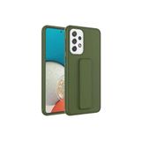 TahTicMer Samsung Galaxy A32 4g A325 Kılıf Silikon Standlı Elden Geçme Mıknatıslı Hand Strap Suni Derili, Yeşil