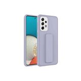TahTicMer Samsung Galaxy A33 5g A336 Kılıf Silikon Standlı Elden Geçme Mıknatıslı Hand Strap Suni Derili, Gri