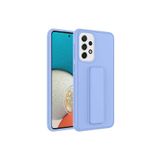 TahTicMer Samsung Galaxy A52 4g A525 Kılıf Silikon Standlı Elden Geçme Mıknatıslı Hand Strap Suni Derili, Lila