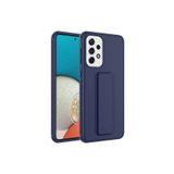 TahTicMer Samsung Galaxy A53 5g A536 Kılıf Silikon Standlı Elden Geçme Mıknatıslı Hand Strap Suni Derili, Lacivert