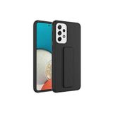 TahTicMer Samsung Galaxy A53 5g A536 Kılıf Silikon Standlı Elden Geçme Mıknatıslı Hand Strap Suni Derili, Siyah