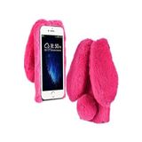 TahTicMer Turkish Samsung Galaxy J4 J400 Kılıf Peluş Tüylü Tavşan Kulak Silikon Tpu Kapak Fuşya