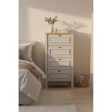 Taiga 4 Çekmeceli Şifonyer 52x103x41 Cm Buz Gri Country Tasarım Beyaz