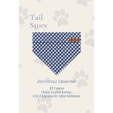 Tail Story Kedi-Köpek Fuları, Hafif Kumaş, El Yapımı, Tüm Irklar İçin İdeal, Lacivert Pötikareli Kedi/Köpek Fuları
