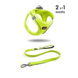Tailpetz Kedi Köpek Air-Mesh Göğüs Tasması ve Gezdirme Sevk Kayışı Seti 2Sİ1 ARADA Neon Sarı