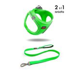 Tailpetz Kedi Köpek Air-Mesh Göğüs Tasması ve Gezdirme Sevk Kayışı Seti 2Sİ1 ARADA Neon Yeşil