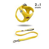 Tailpetz Kedi Köpek Air-Mesh Göğüs Tasması ve Gezdirme Sevk Kayışı Seti 2Sİ1 ARADA Sarı