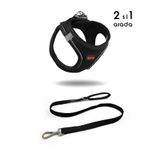 Tailpetz Kedi Köpek Air-Mesh Göğüs Tasması ve Gezdirme Sevk Kayışı Seti 2Sİ1 ARADA Siyah