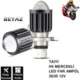 Taiyi Mercekli LED Motosiklet Far Ampulü 12V H4 35/35W P43T ( Beyaz ) 1 Adet