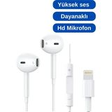 Tak Çalıştır Iphone 7-8-X-11-12-13-14 Serileri Uyumlu Iphone Kablolu Mikrofonlu Kulaklık - Beyaz