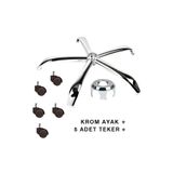 TAKA AMORTİSÖR Metal Yıldız Ayak Ofis Koltuğu Ayağı+ 5 Adet Tekerlek- Yönetici Ofis Çalışma Koltuğu Ayağı