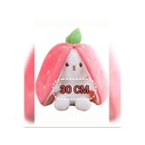 Takara Tomy fermuarlı çilek tavşan peluş oyuncak 30-35cm tüylü tavşan hediyelik yumoş arkadaş