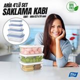 Takaz Global Titiz Plastik Aria Saklama Kabı 4'lü Set 400ML-550ML-850ML-1200M AP-9263KR