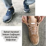 Takbırak Mıknatıslı Lastikli Ayakkabı Bağcığı, Akıllı Bağcık, Bot, Çocuk, Spor Converse Nike Bağcık Gri