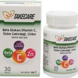 Takecare Vitamin C Çinko ve Beta Glukan içeren 30 Tablet