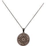 Takı Deryası Celcelütiye ve Ism-I Azam Vefk Yazılı Çelik Kolye Titanyum Renk Paslanmaz Zincir (Unisex) - Siyah - 70 - 45 cm